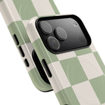 Sage Checkerboard Tough iPhone Case - Compatible with MagSafe - Shamo's