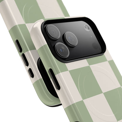 Sage Checkerboard Tough iPhone Case - Compatible with MagSafe