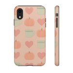 Autumn Cozy iPhone Case – Pumpkin, Heart & Coffee Cup Pattern - Shamo's