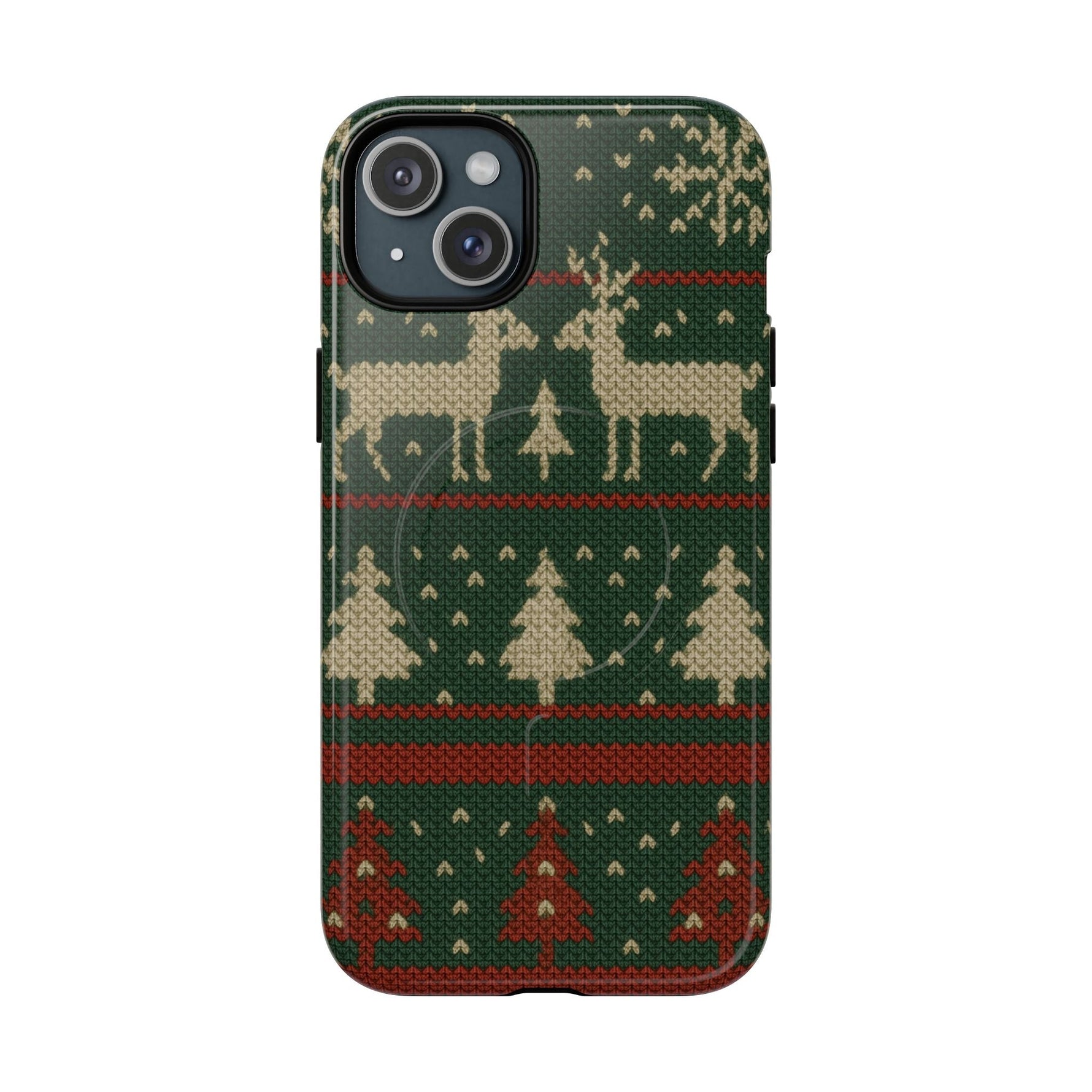 Holiday Knit Reindeer MagSafe Tough iPhone Case  Shamo's iPhone 15 Plus / Glossy
