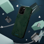 Topographic Green Magnetic Impact-Resistant iPhone Case | MagSafe compatible  Shamo's
