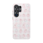 Strawberry Hearts MagSafe Compatible Phone Case | 'Paint it your way' Pink Plaid Impact-Resistant