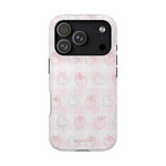 Strawberry Hearts MagSafe Compatible Phone Case | 'Paint it your way' Pink Plaid Impact-Resistant