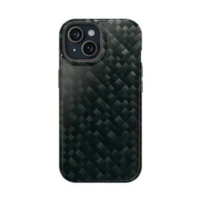 Dark Carbon Fiber Texture Magnetic Impact-Resistant iPhone Case | MagSafe compatible  Shamo's iPhone 15 / Glossy