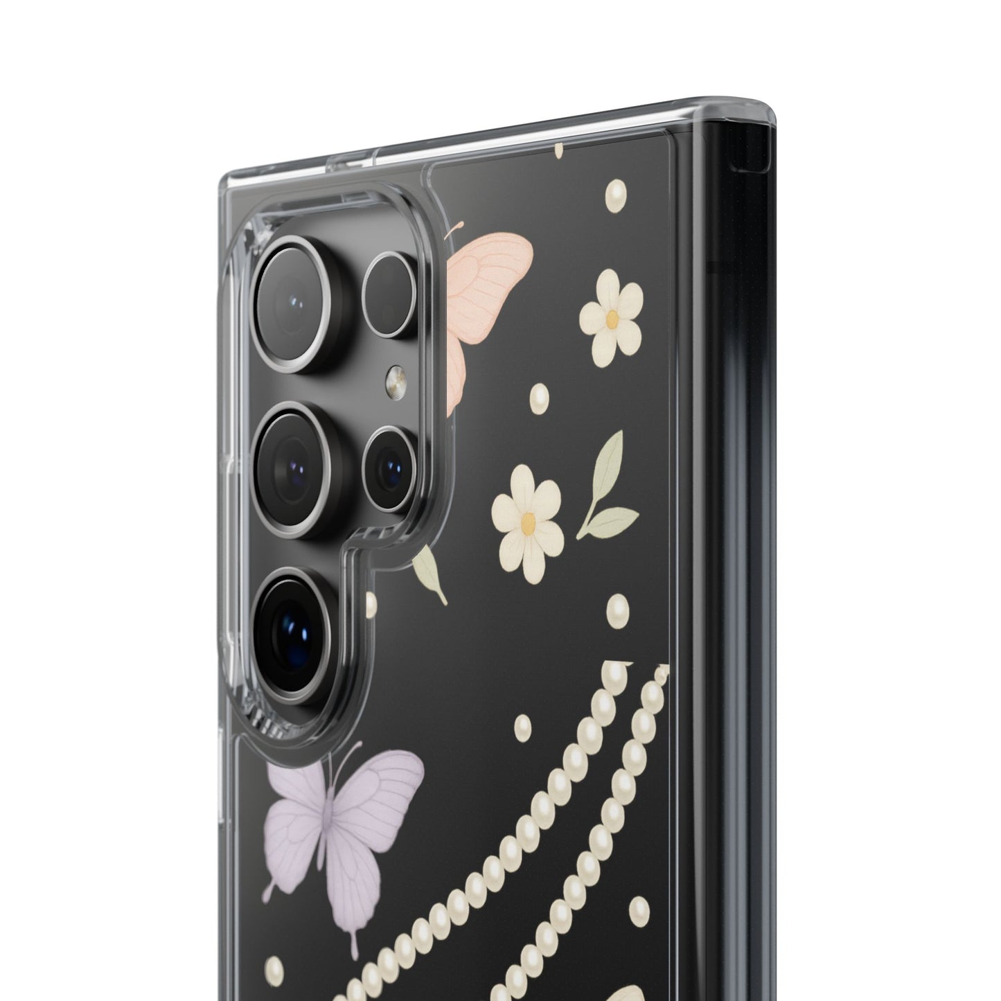 Butterfly Pearl Impact-Resistant Clear iPhone Case