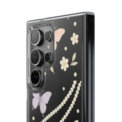 Butterfly Pearl Impact-Resistant Clear iPhone Case