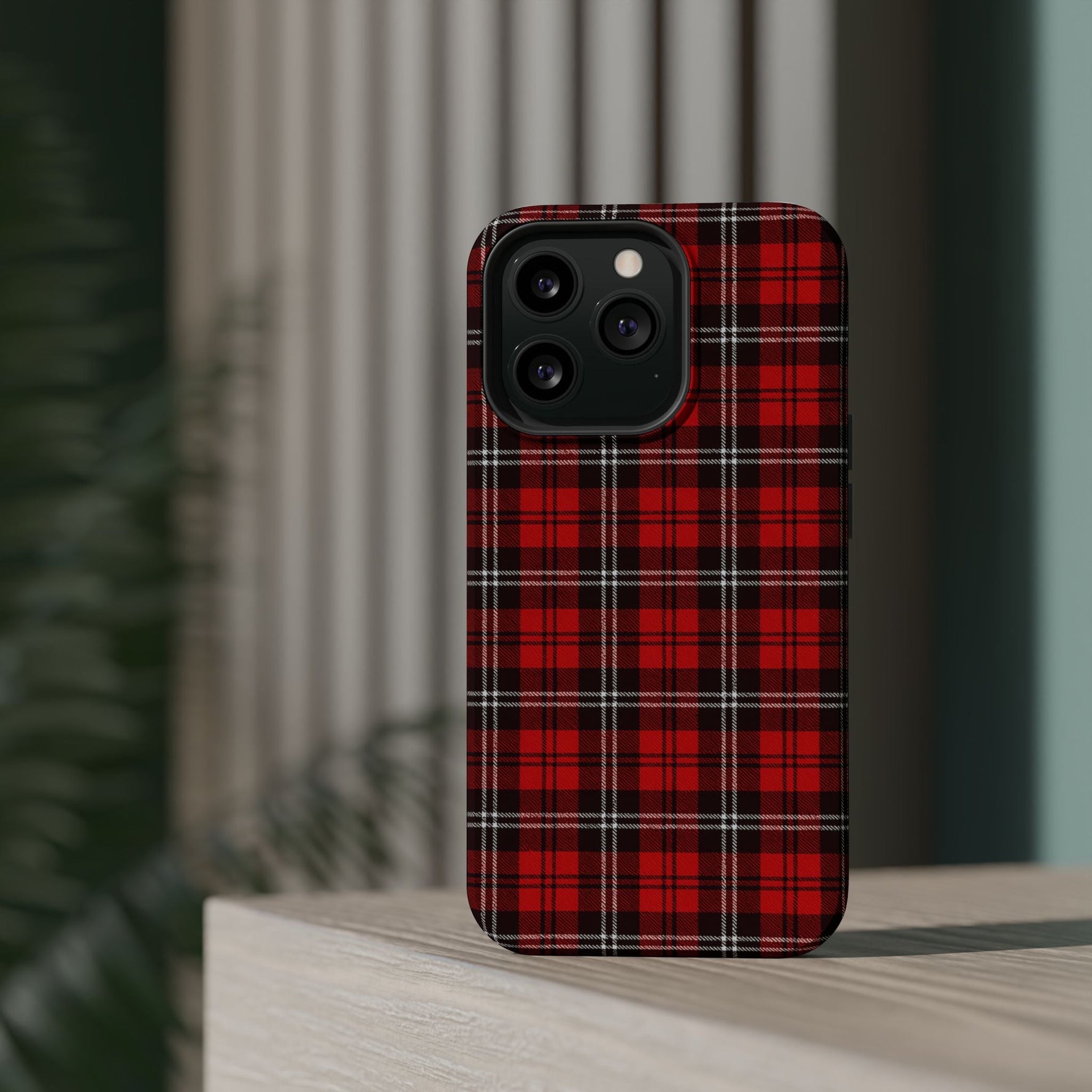 Red Tartan Plaid Impact-Resistant iPhone Case | MagSafe compatibility  Shamo's