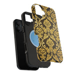 Gold Damask Magnetic Impact-Resistant iPhone Case with MagSafe Compatibility