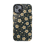 Navy Cherry Blossom Floral iPhone Case - Compatible with MagSafe - Shamo's