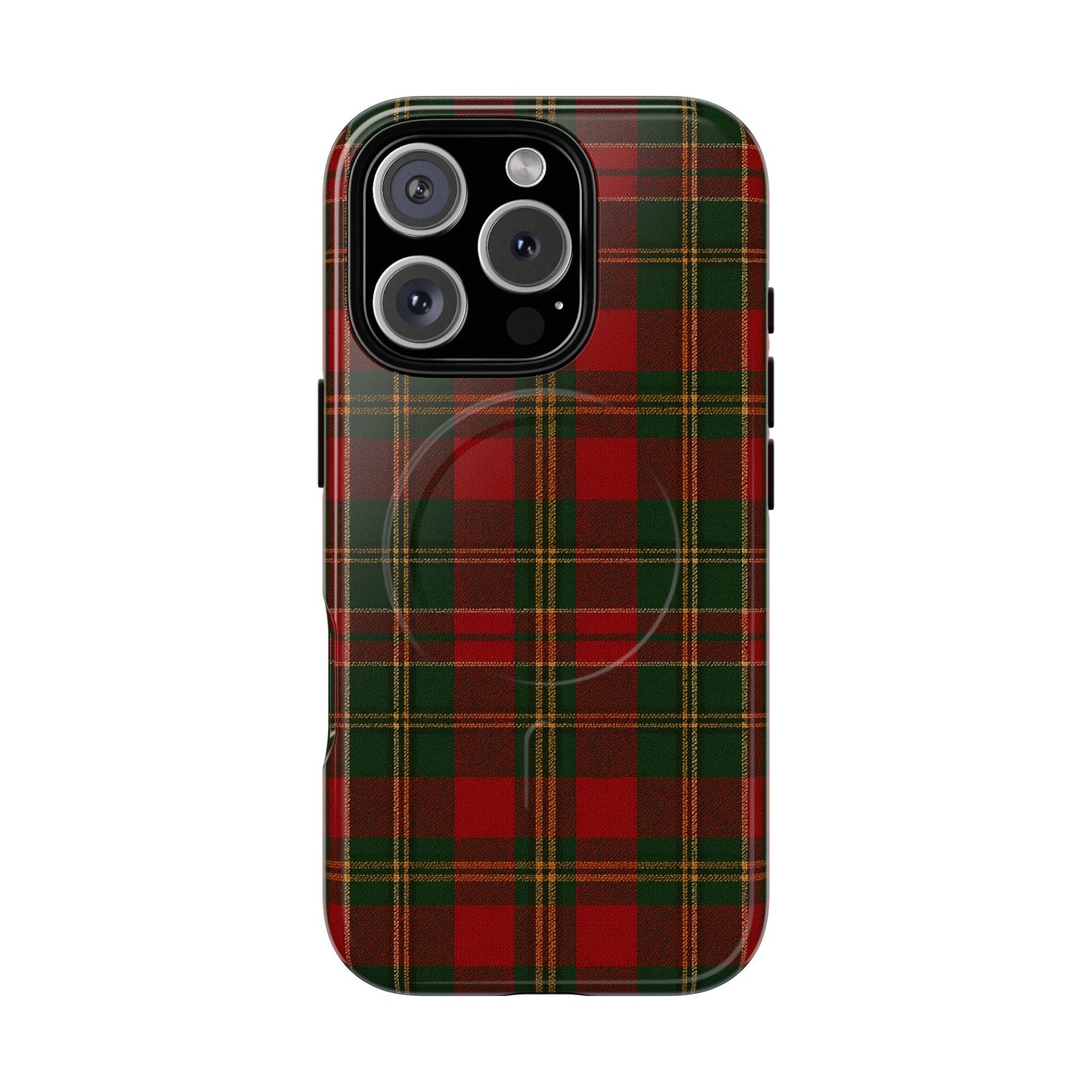 Plaid Holiday iPhone Case — Red & Green Tartan (MagSafe compatible)