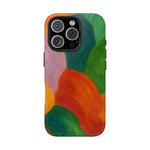 Abstract Color Wave Tough Phone Case — Bold Orange & Green Protective Phone Cover  Shamo's iPhone 16 Pro