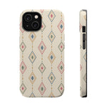 Desert Diamonds – Pastel Geometric Pattern MagSafe Phone Case, glossy iPhone 14, rear and side profile