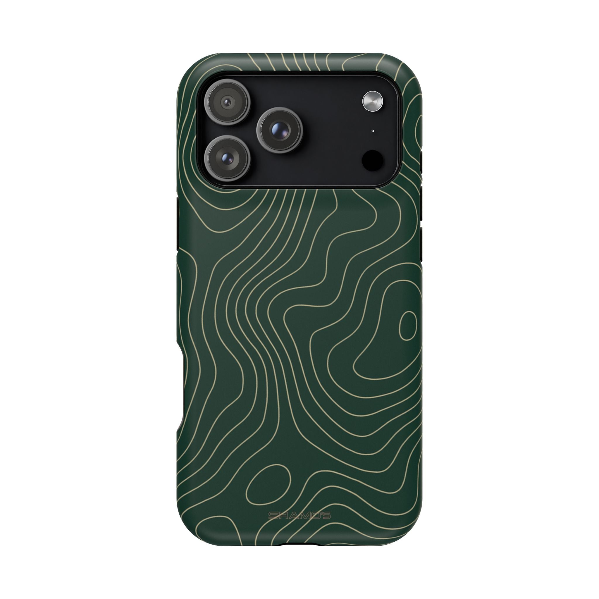 Topographic Green Magnetic Impact-Resistant iPhone Case | MagSafe compatible