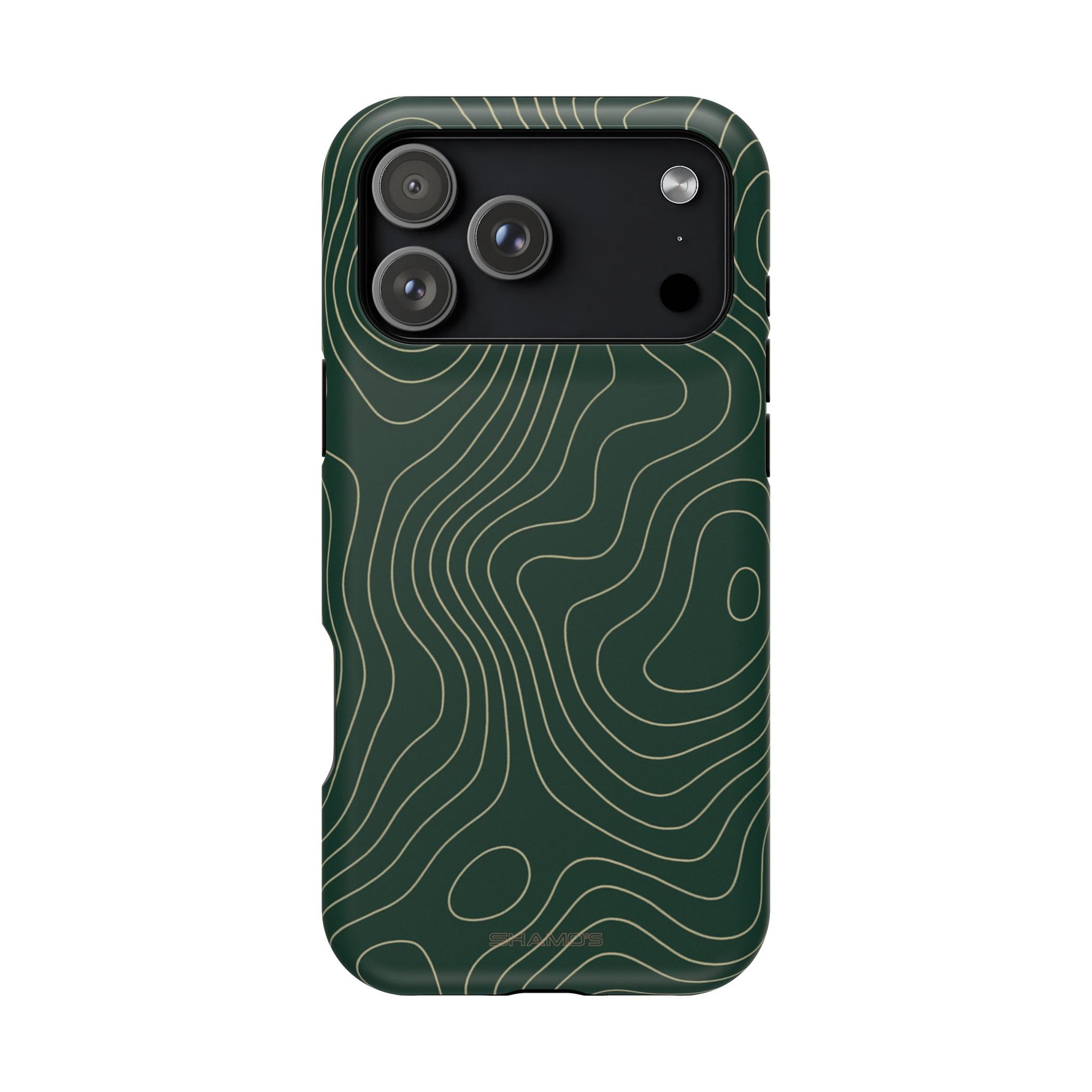 Topographic Green Magnetic Impact-Resistant iPhone Case | MagSafe compatible