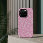Pink Bow Pattern Impact-Resistant iPhone Case | MagSafe