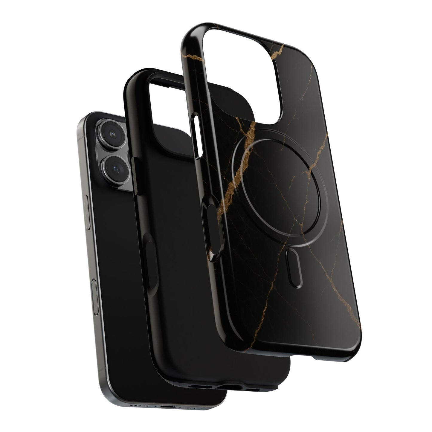 Black & Gold Marble iPhone Case with MagSafe