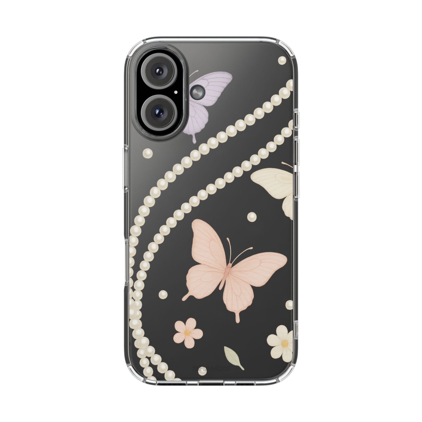 Butterfly Pearl Impact-Resistant Clear iPhone Case - iPhone 16 / Without gift packaging - Shamo's