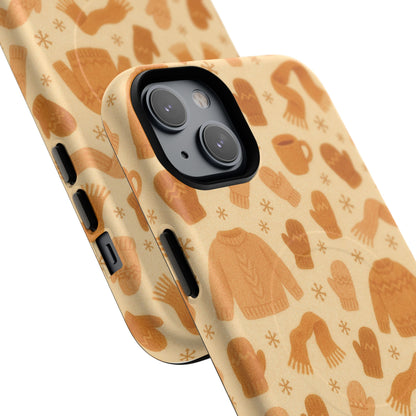 Cozy Winter Sweaters Holidays iPhone Case — Warm Knit Pattern with MagSafe