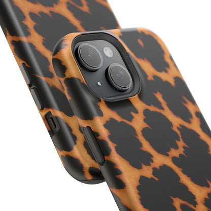 Leopard Print Impact-Resistant iPhone Case with MagSafe compatibility