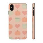 Autumn Cozy iPhone Case – Pumpkin, Heart & Coffee Cup Pattern - Shamo's