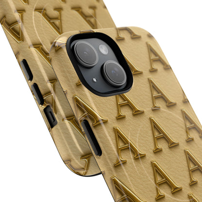 Gold Monogram 'A' iPhone Case with MagSafe - Shamo's