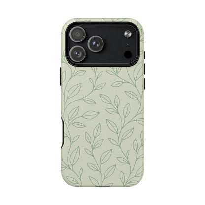 Sage Botanical Leaves Floral iPhone Case | MagSafe