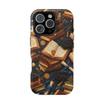 Vintage Books & Graduation Caps MagSafe Phone Case, Impact-Resistant Graduation Gift - iPhone 16 Pro / Matte - Shamo's