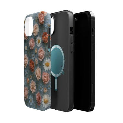 Frozen Floral Vintage Roses & Daisies iPhone Case with MagSafe compatibility  Shamo's