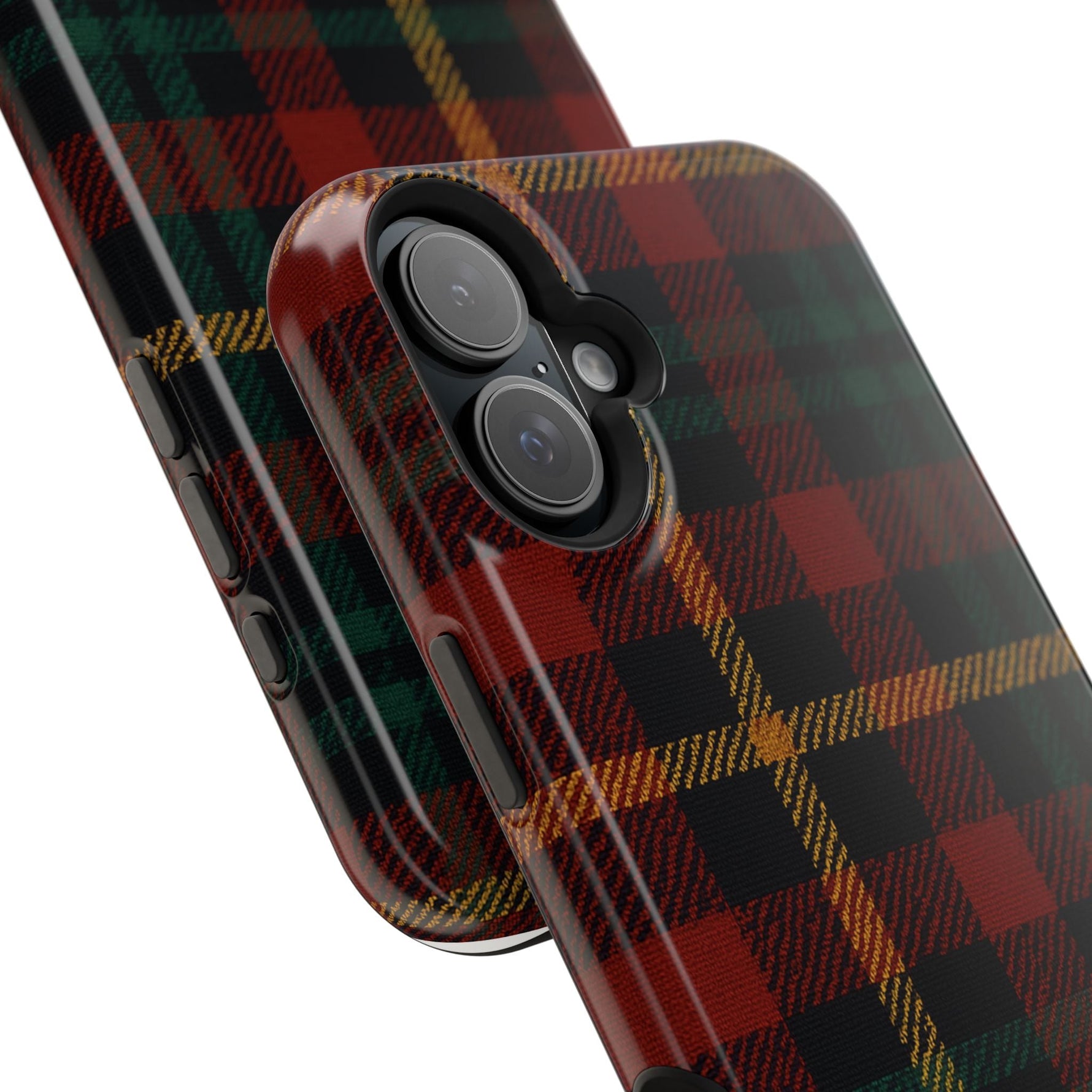 Plaid Impact-Resistant iPhone Case — Red Green Tartan Holiday Theme with MagSafe  Shamo's