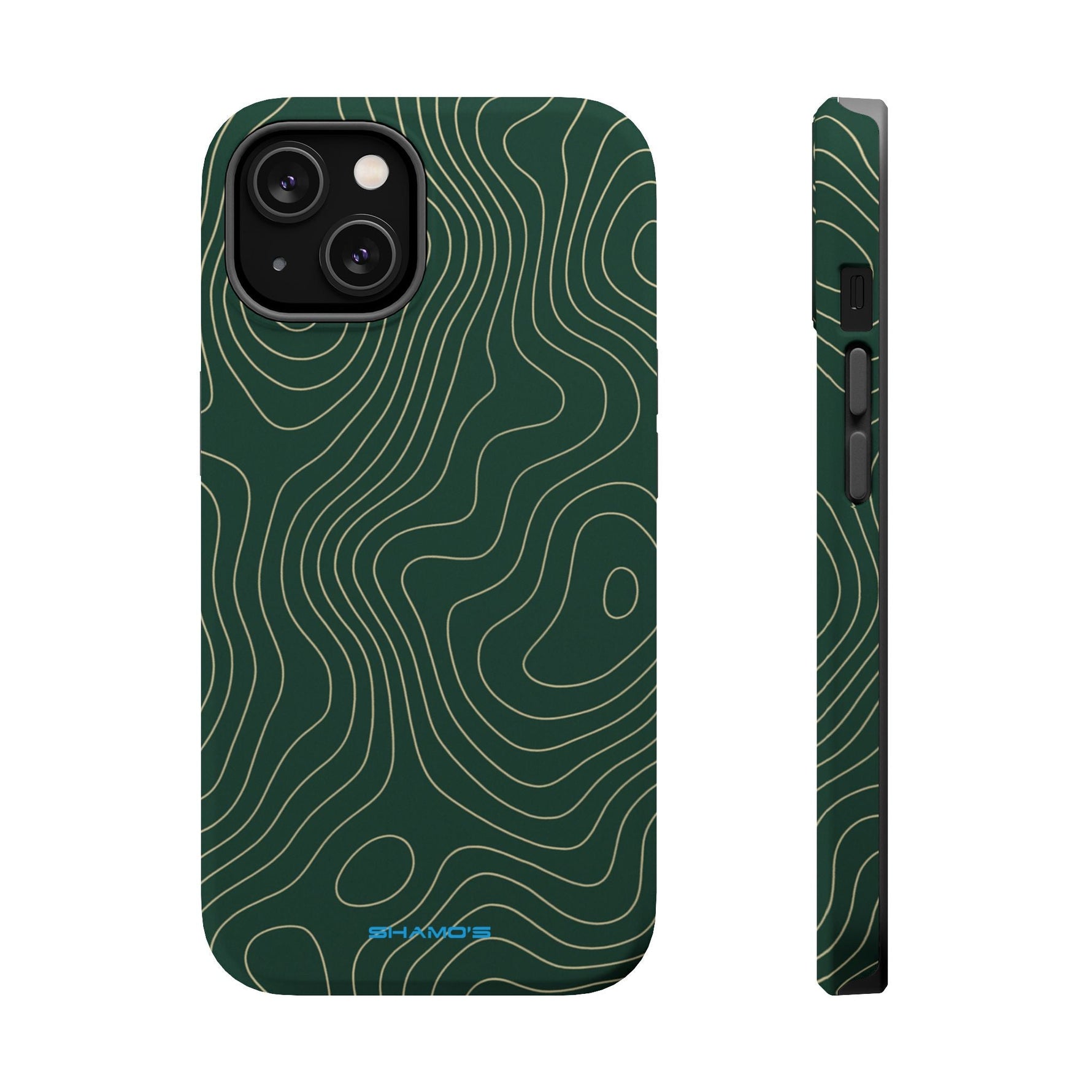 Topographic Green Magnetic Impact-Resistant iPhone Case | MagSafe compatible  Shamo's iPhone 14 / Matte