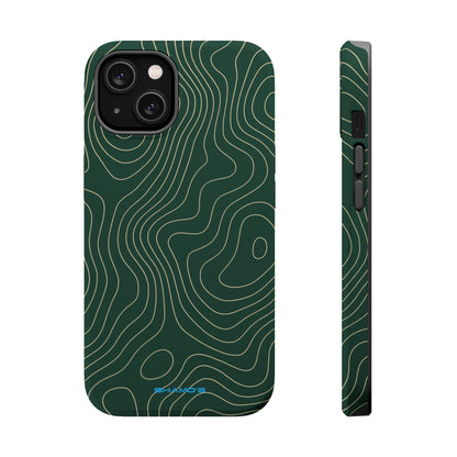 Topographic Green Magnetic Impact-Resistant iPhone Case | MagSafe compatible  Shamo's iPhone 14 / Matte