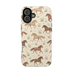 Wild Mustangs – Western Horse Pattern MagSafe Phone Case, glossy iPhone 16 Plus, rear view