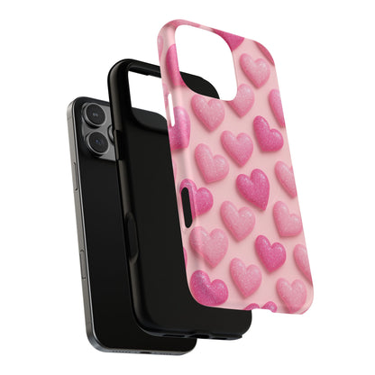 Barbiecore Glitter Hearts iPhone Case | MagSafe