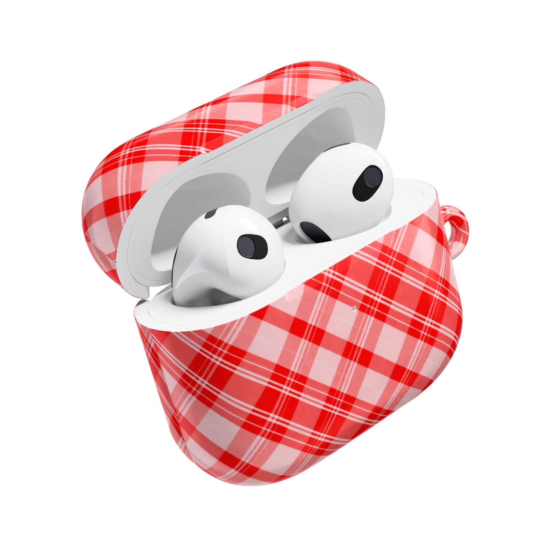 Red Plaid AirPod Case – Festive Check Pattern Protective Cover
