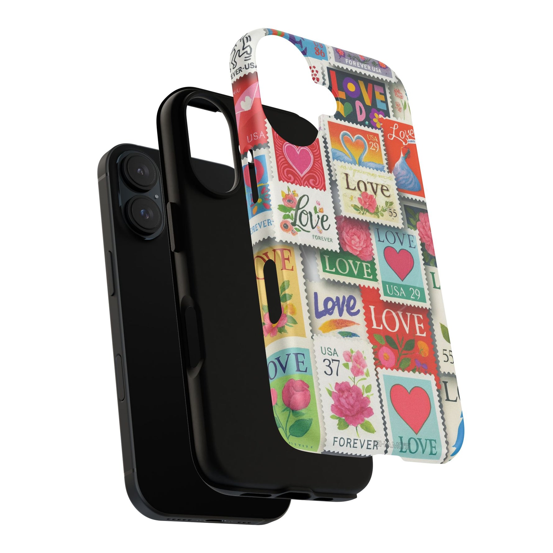 Vintage Romantic Love Stamp iPhone Case | Tough Protection + MagSafe