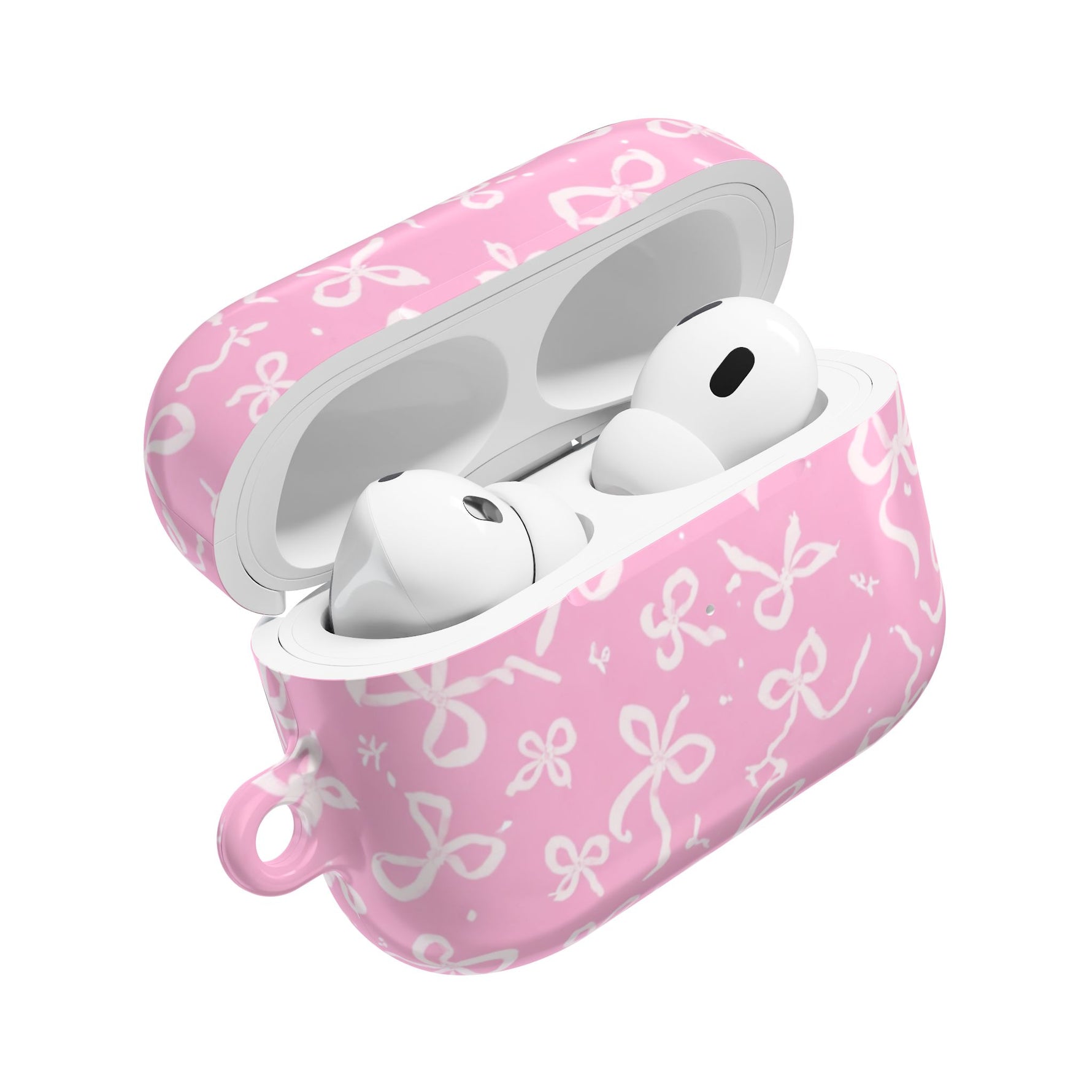 Pink Bow Pattern AirPod Case — Cute Floral Bow Protective Case