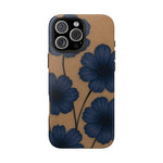 Navy Floral Tough iPhone Case — Durable Protective Case with Blue Flowers on Kraft Background  Shamo's iPhone 16 Pro Max