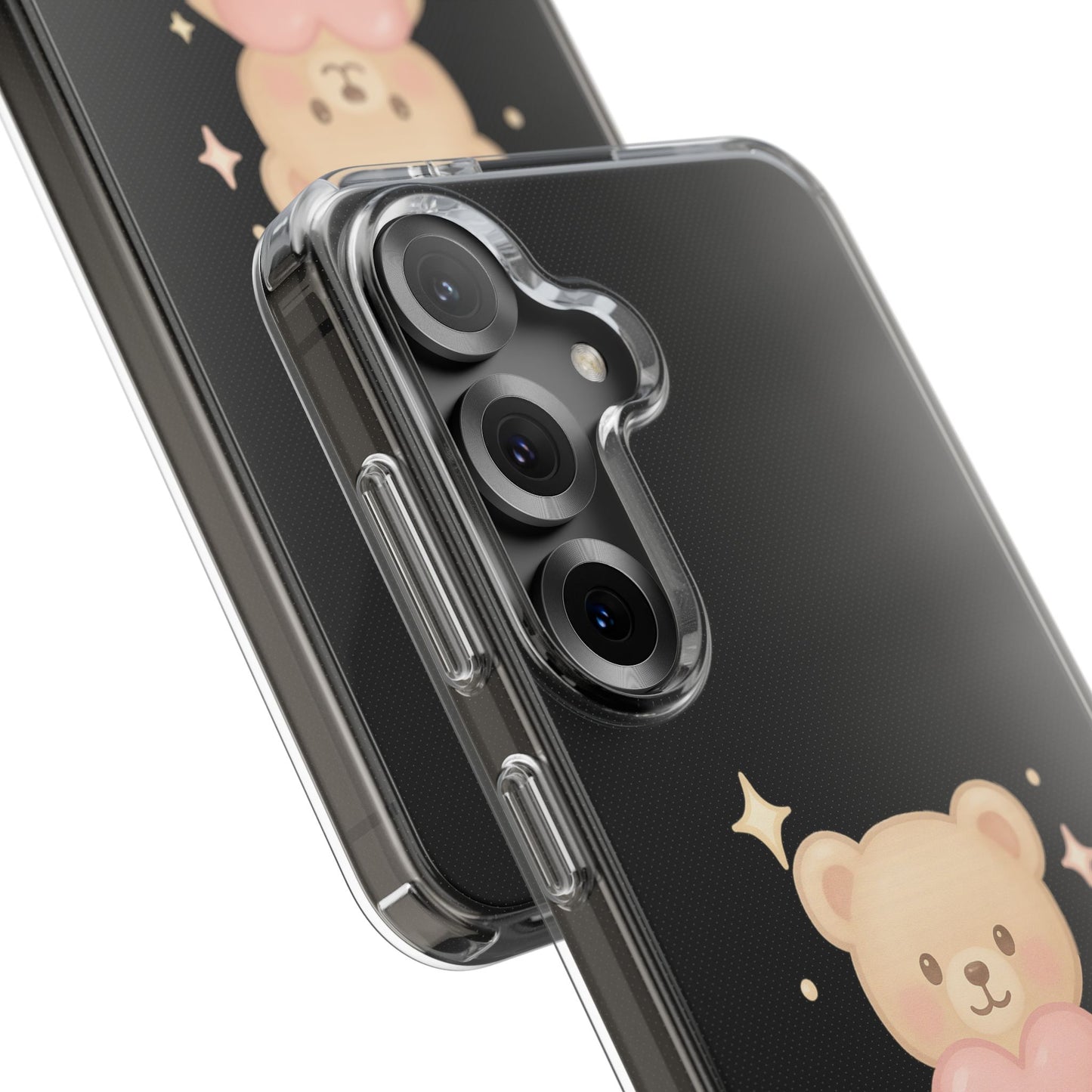Romantic Teddy Bear Impact-Resistant iPhone Case with Heart Design
