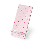Pink Heart Check Phone Stand, Foldable Mobile Display Stand for Smartphones