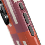 Retro Geometric Magnetic MagSafe Compatible Impact Phone Case — Bold Red & Terracotta Pattern