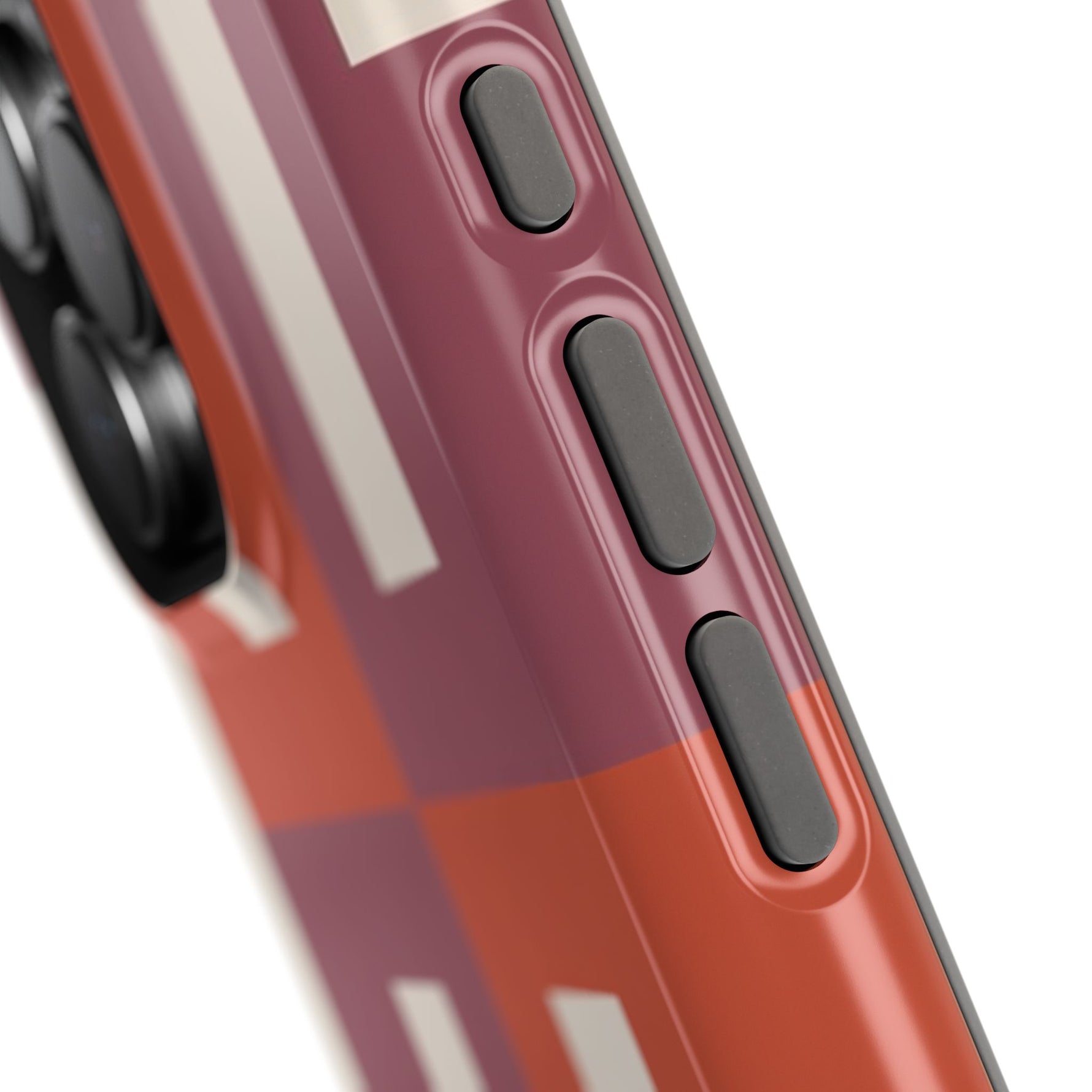 Retro Geometric Magnetic MagSafe Compatible Impact Phone Case — Bold Red & Terracotta Pattern