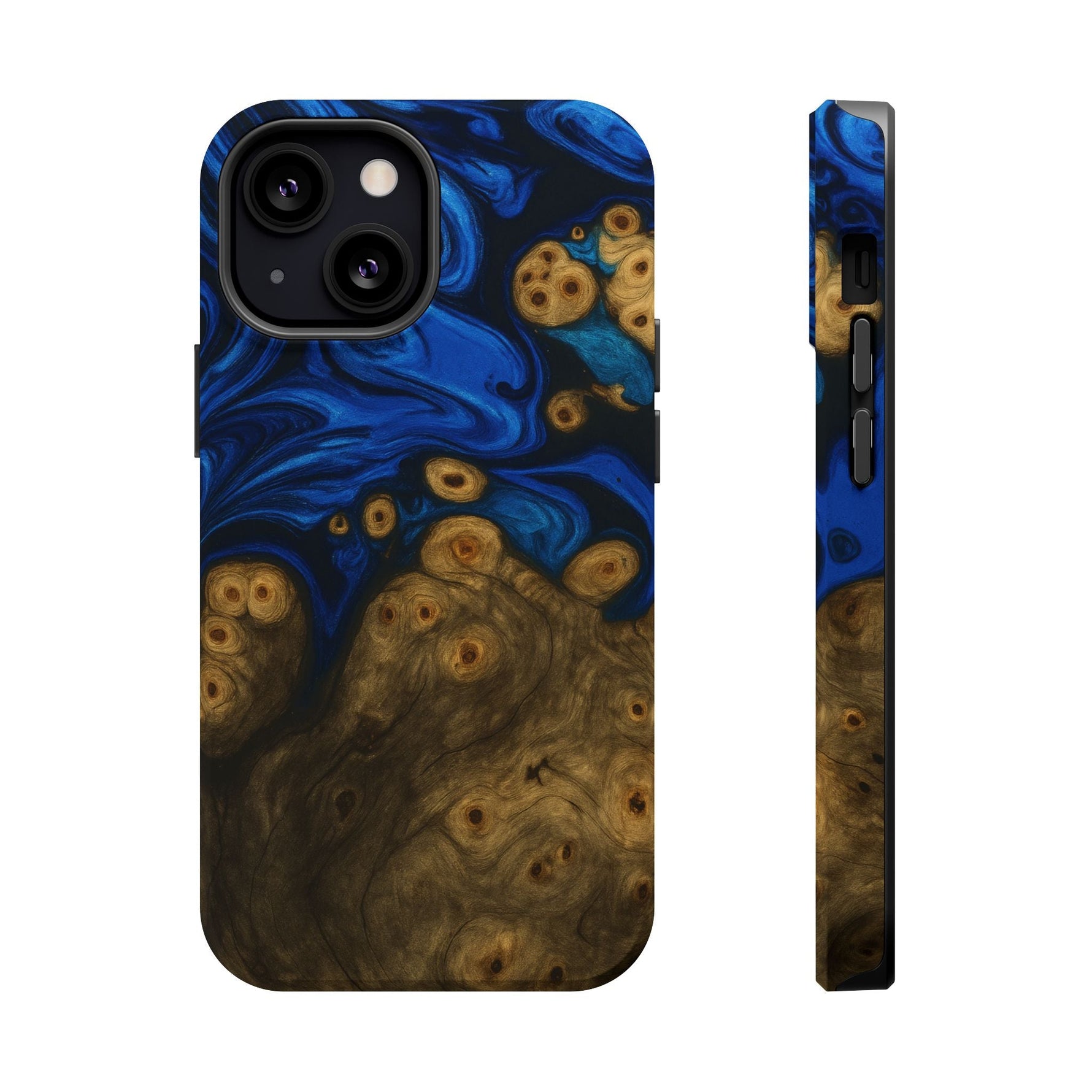 Blue Swirl & Burl Wood Impact iPhone Case | MagSafe compatible  Shamo's iPhone 13 Mini / Matte