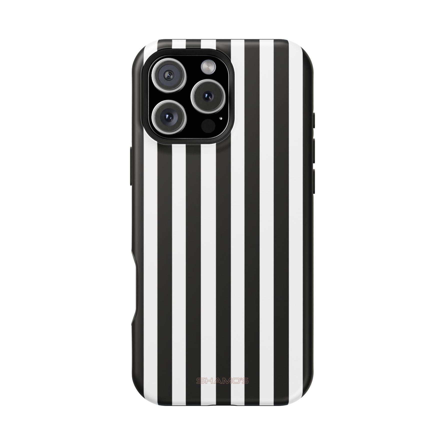 Striped MagSafe Compatible Magnetic Impact-Resistant Phone Case | Black & White Vertical Stripe (Noir Blanc) - iPhone 16 Pro Max / Matte - Shamo's