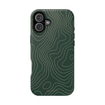 Topographic Green Magnetic Impact-Resistant iPhone Case | MagSafe compatible