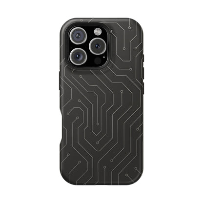 Black Circuit Board Design iPhone Case | MagSafe  Shamo's iPhone 16 Pro / Matte