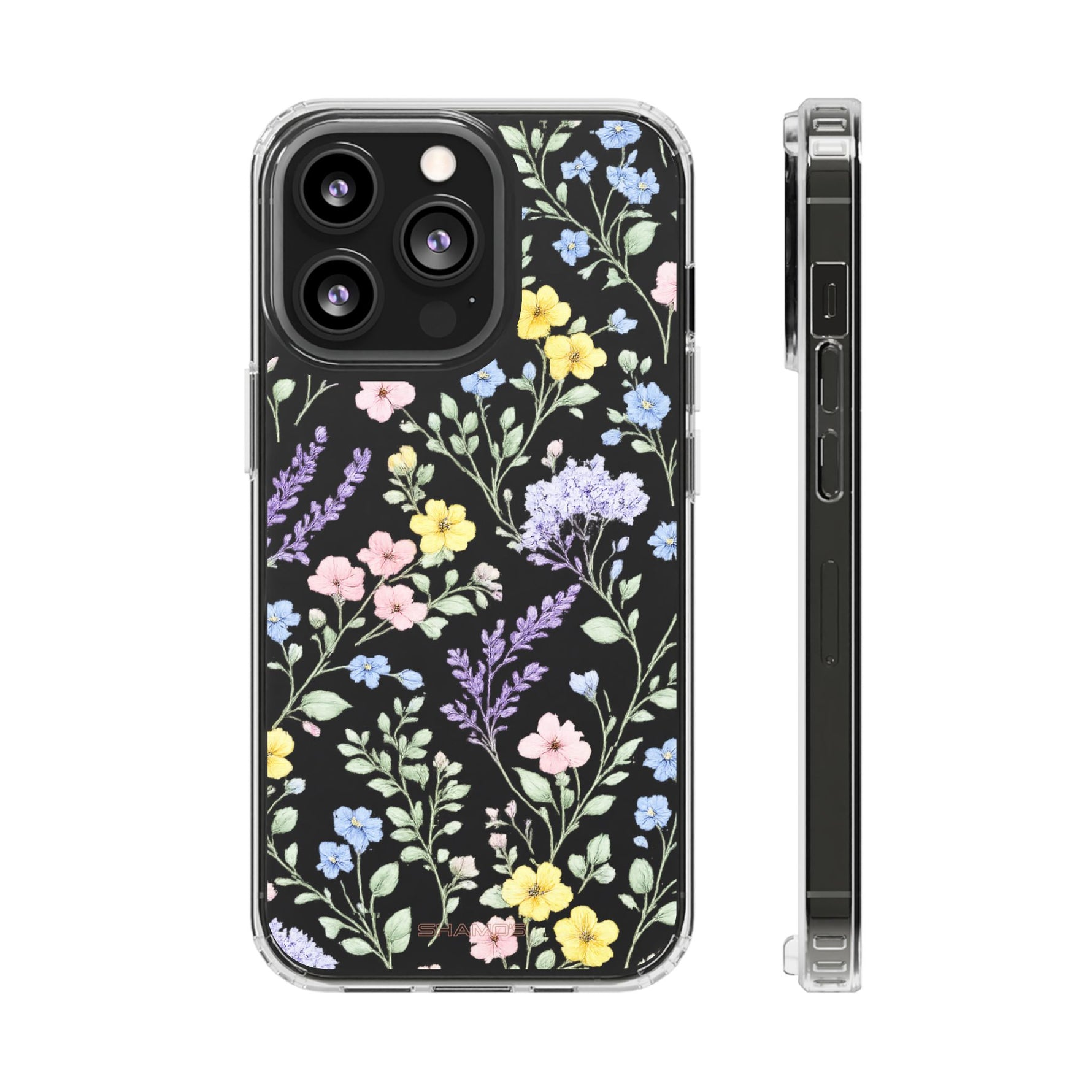 Clear Floral Impact-Resistant Phone Case — Pastel Wildflower Design