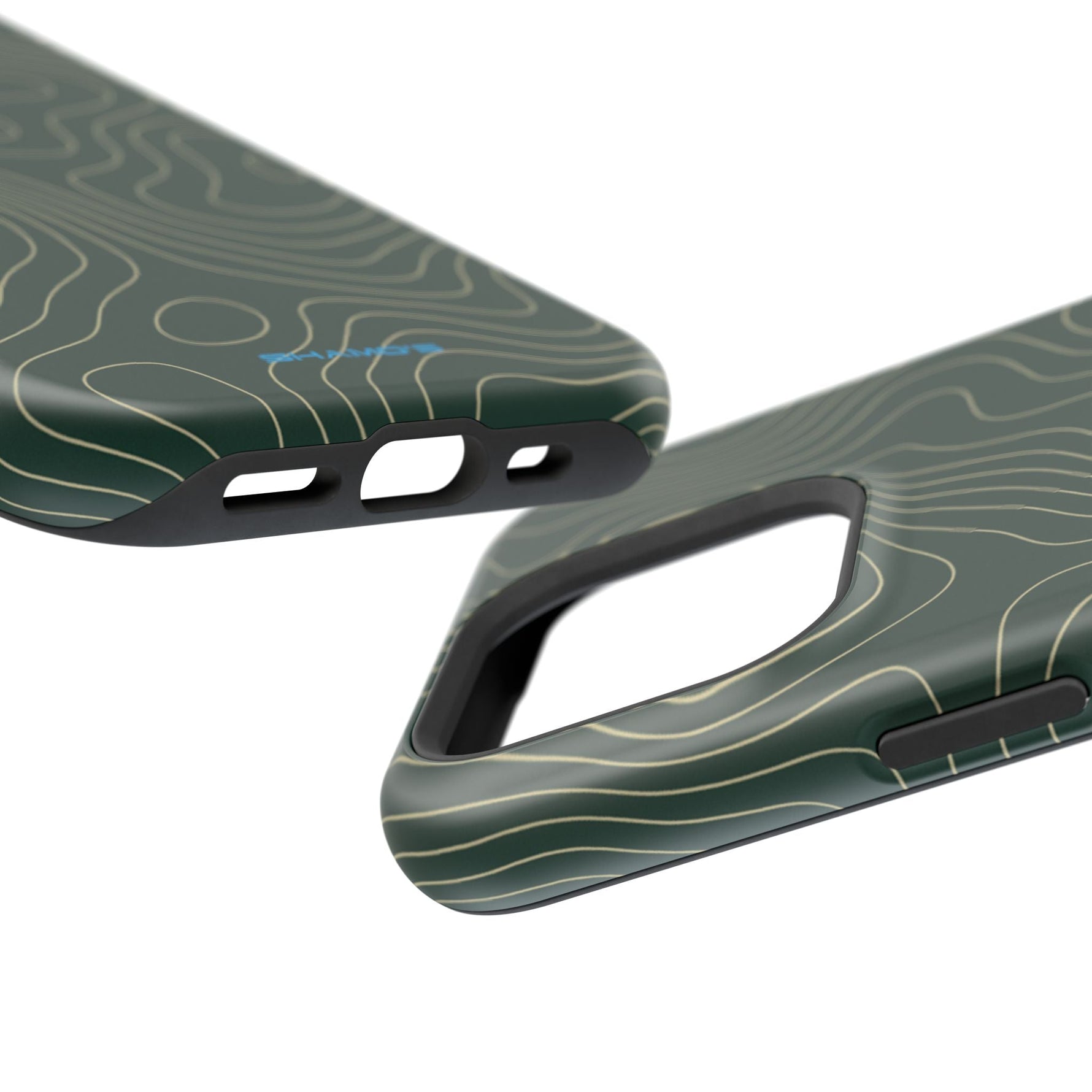 Topographic Green Magnetic Impact-Resistant iPhone Case | MagSafe compatible  Shamo's