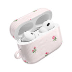 AirPod Case - Pink Striped Floral Rose Protective Cover