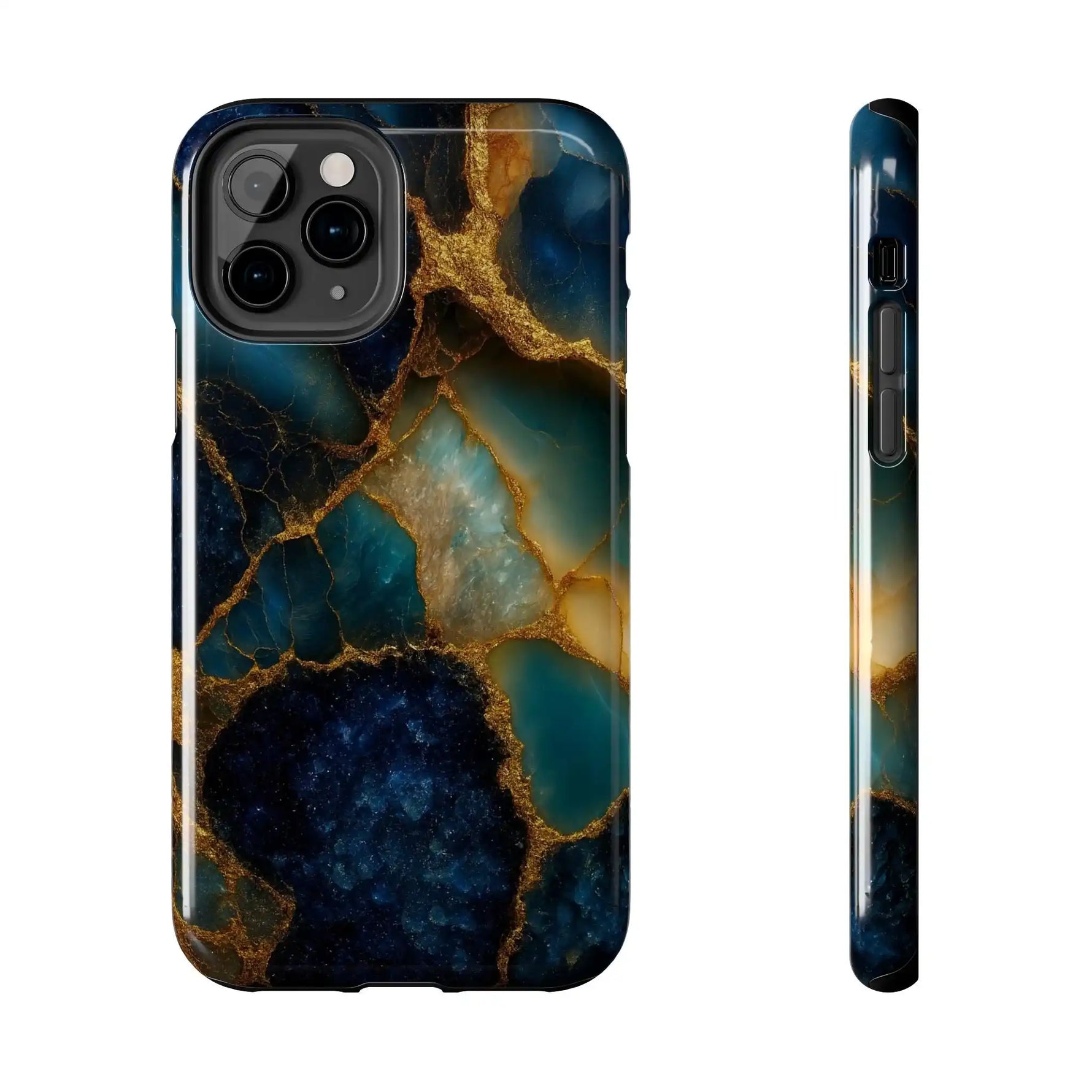 Blue Gold Agate Tough Phone Case Marble Stone Design  Shamo's iPhone 11 Pro