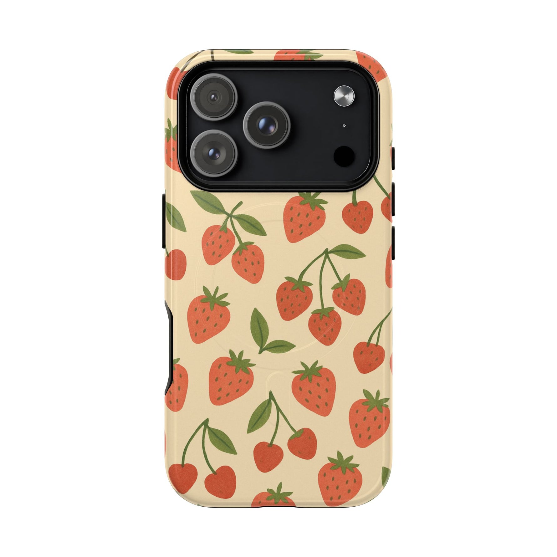 Strawberry Cherry Fruit Pattern iPhone Case | MagSafe Compatible - Shamo's